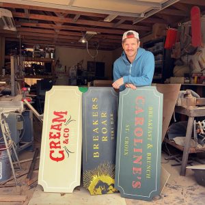 custom wood business signs by Fat Bison Workshop