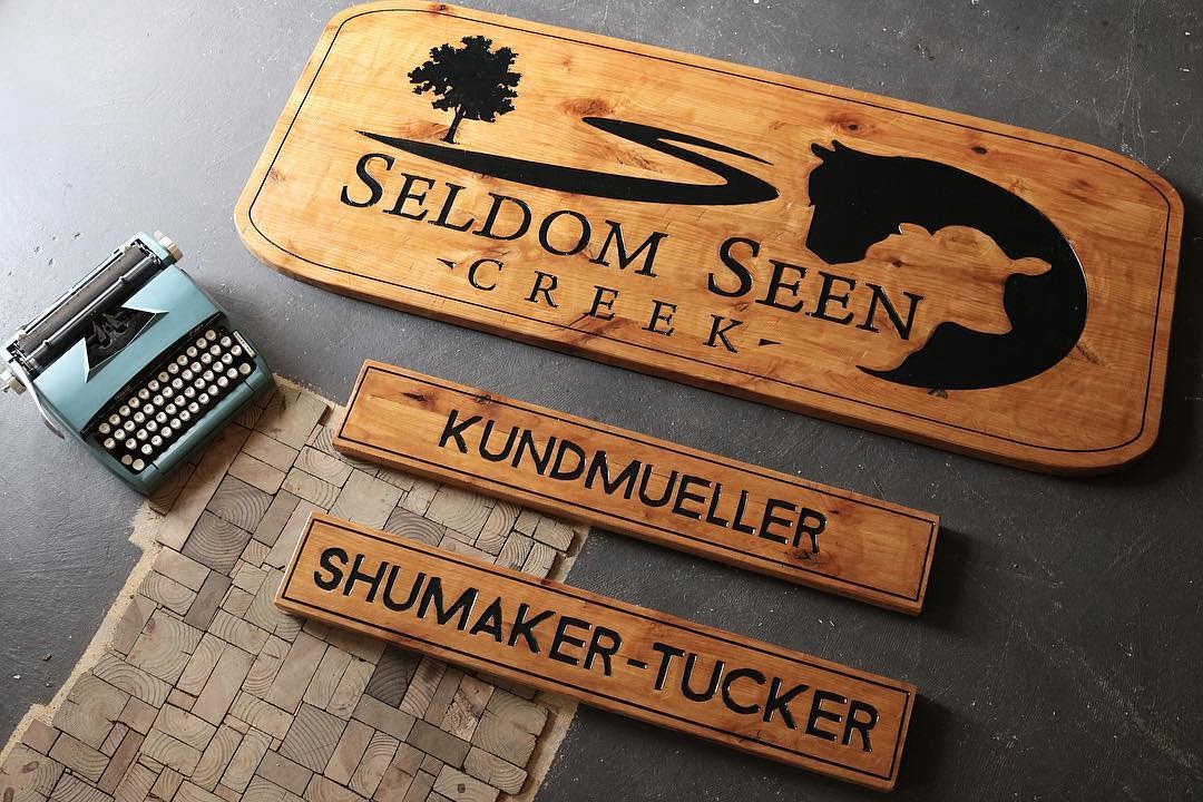 Unique custom wooden sign for Seldom Seen Creek