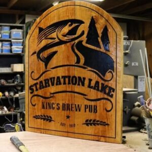 Arched Bar Sign with Fish Imagery