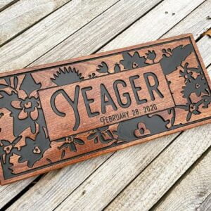 Walnut Family Name Sign with Dark Contrast