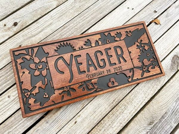 Walnut Family Name Sign with Dark Contrast