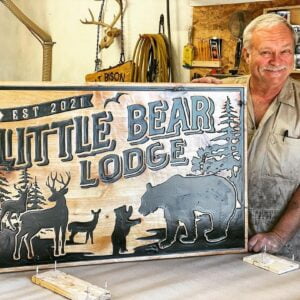 Rustic Sign with Wildlife Imagery