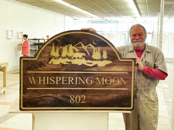 Custom Shape Sign with Yellow Text