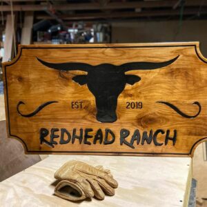 Ranch Sign with Longhorn Silhouette