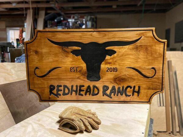 Ranch Sign with Longhorn Silhouette