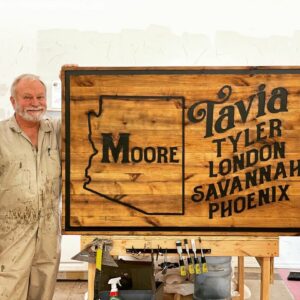 Family Name Sign with State and Kids' Names