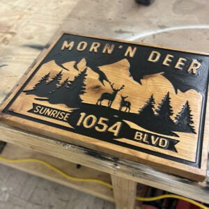 Address Sign with Mountain Imagery