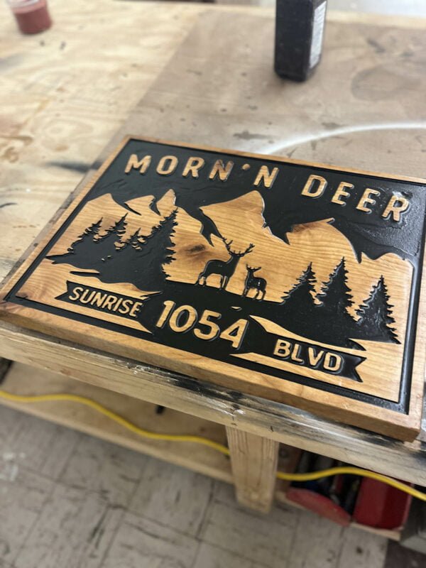 Address Sign with Mountain Imagery