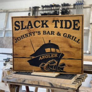 Bar and Grill Sign with Boat Imagery