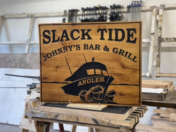 Bar and Grill Sign with Boat Imagery