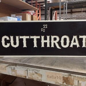 Black Ranch Sign with White Text