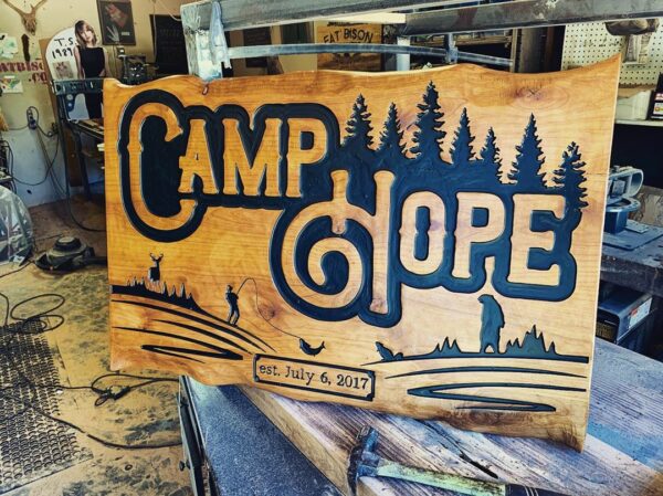 Camp Name Sign with Live Edge