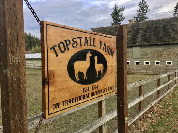 Chain Mount Sign with Llama Imagery