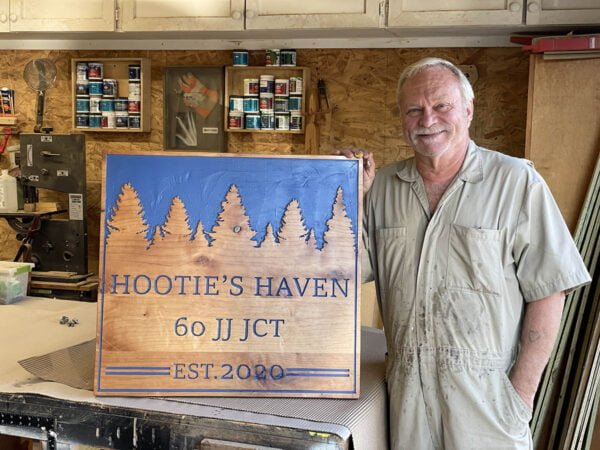 Double Sided Sign with Blue Sky