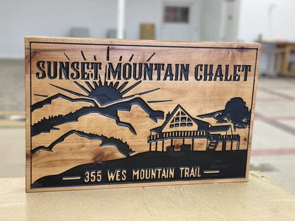 Driveway Sign with Mountain Imagery