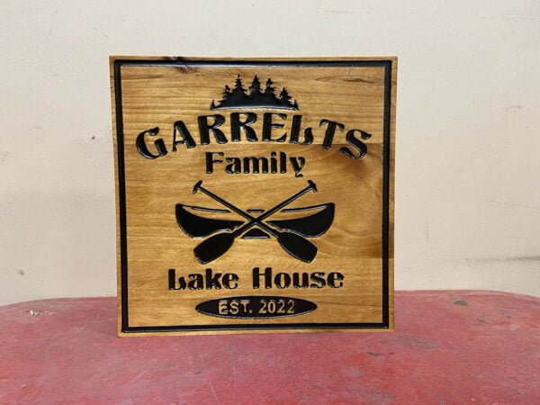 Lake House Sign with Canoe Imagery