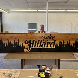 Large Lake House Sign with Tree Imagery