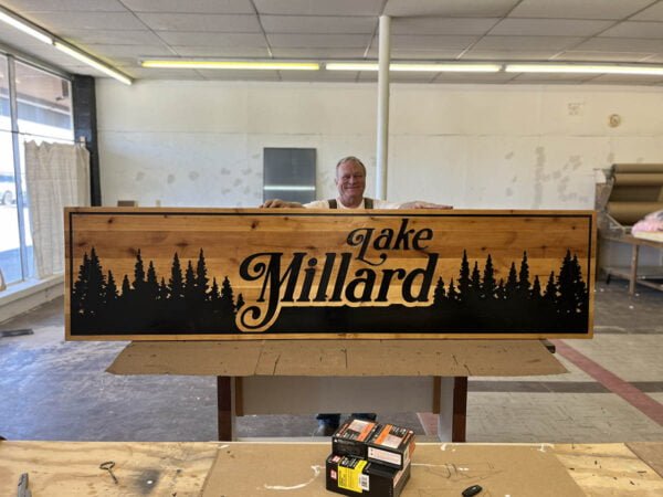 Large Lake House Sign with Tree Imagery