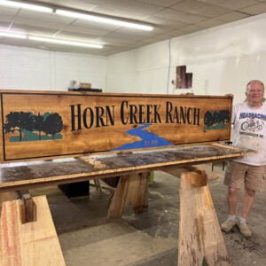 Large Ranch Sign with Green and Blue