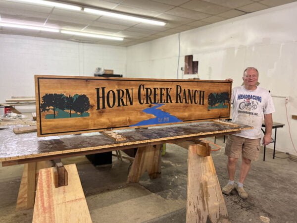 Large Ranch Sign with Green and Blue