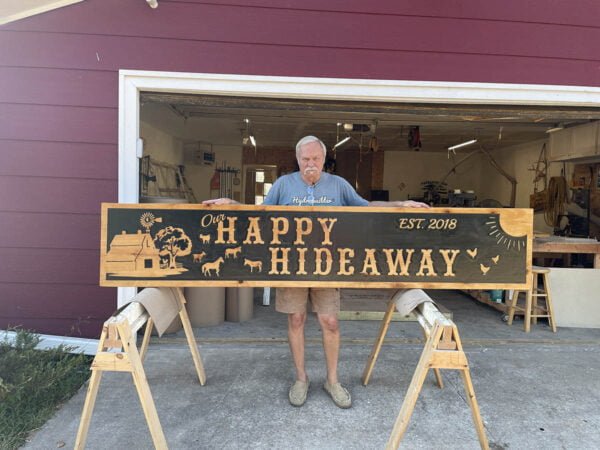 Large Rustic Sign with Black Background