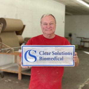 Logo Sign with Blue Text