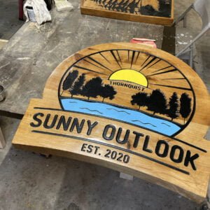 Multicolored Lake Sign with Unique Shape