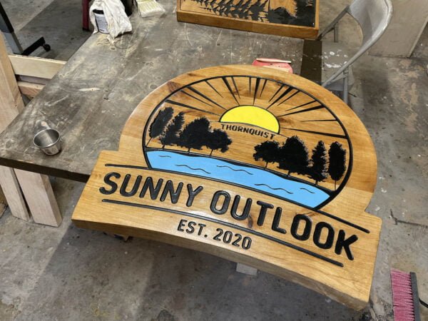 Multicolored Lake Sign with Unique Shape