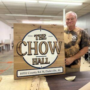 Multicolored Logo Sign with Address