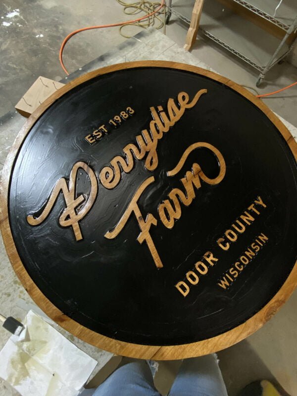 Round Farm Sign with Black Fill
