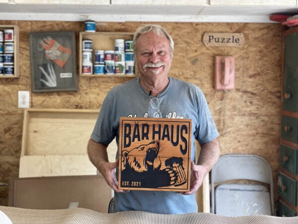 Small Bar Sign with Bear Imagery