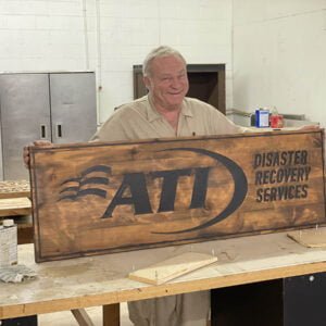 Stained Business Sign with Logo