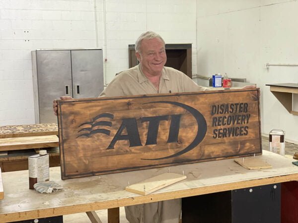 Stained Business Sign with Logo